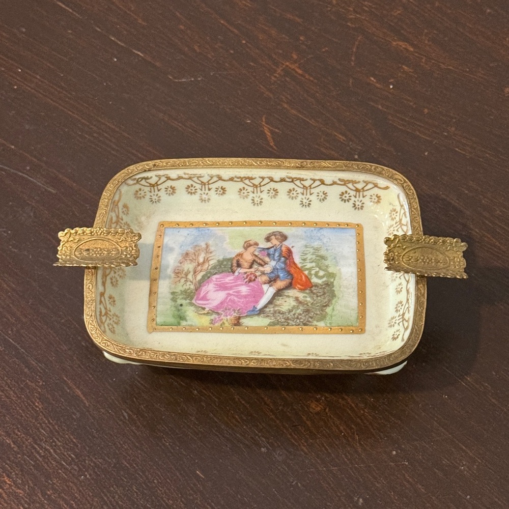 Antique Porcelain Fragonard Design Ashtray marked “Japan”